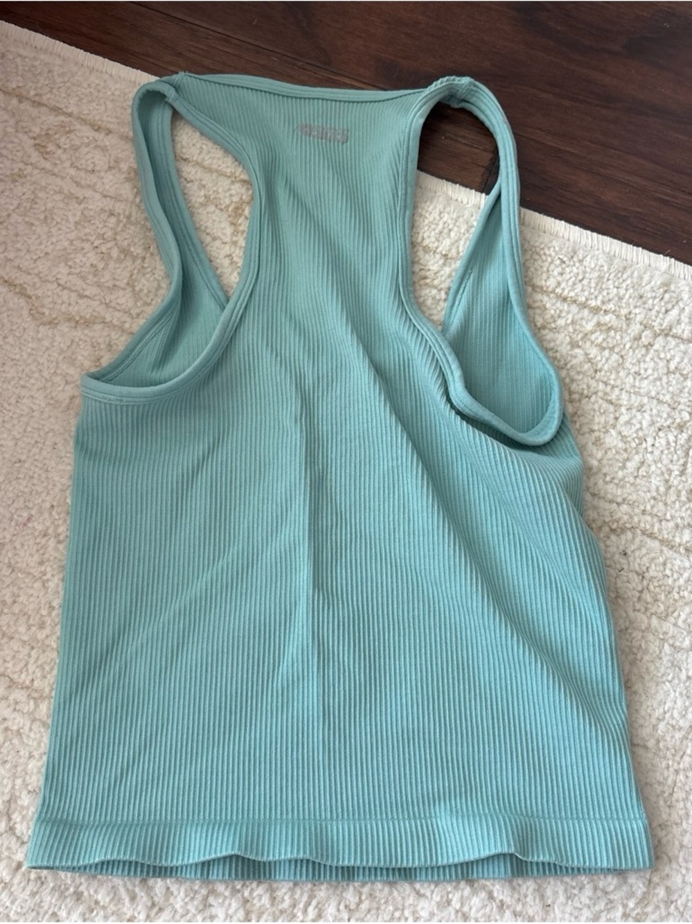 Workout Racerback Ribbed Tank Top - Light Teal - Picture 2 of 2
